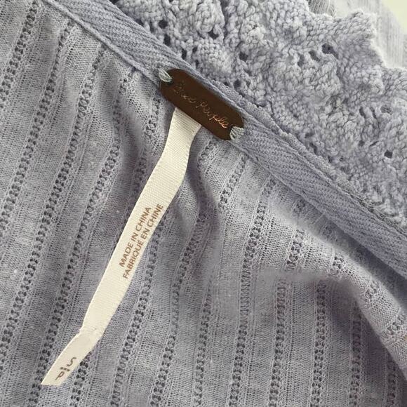 Free People Purple Third Date Ribbed Lace Top - Picture 11 of 12